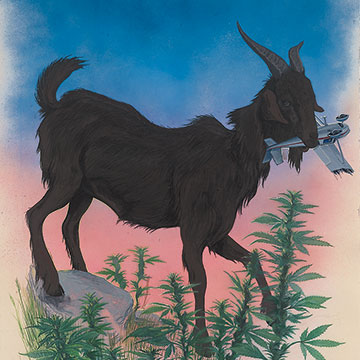 Davin Watne, Nanny Goat, 2006, Gouache and spray paint on paper 
